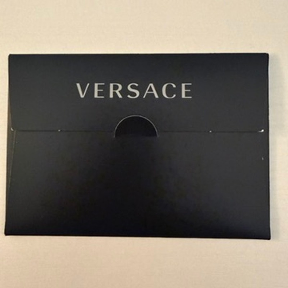 Versace Gift Envelope Card Holder Sleeve Black Silver Logo 3 x 4.5 in